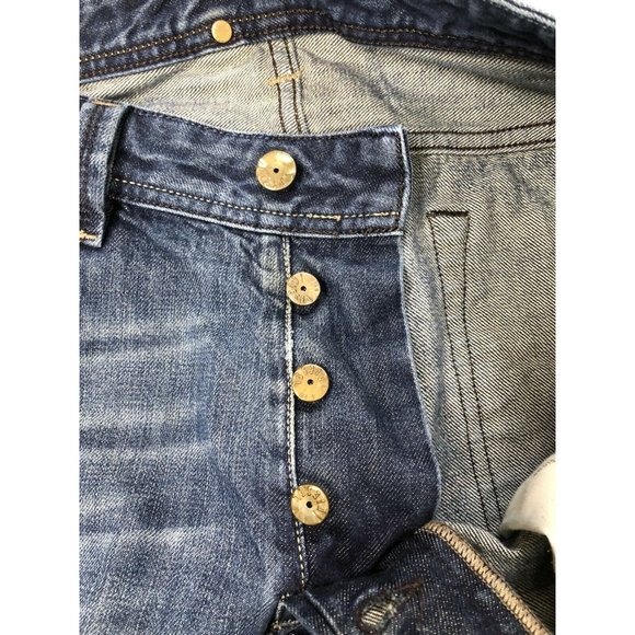 Diesel Industry Larkee Mens 34x29 Hemmed Blue Denim Jeans Straight Button Fly - Picture 9 of 10